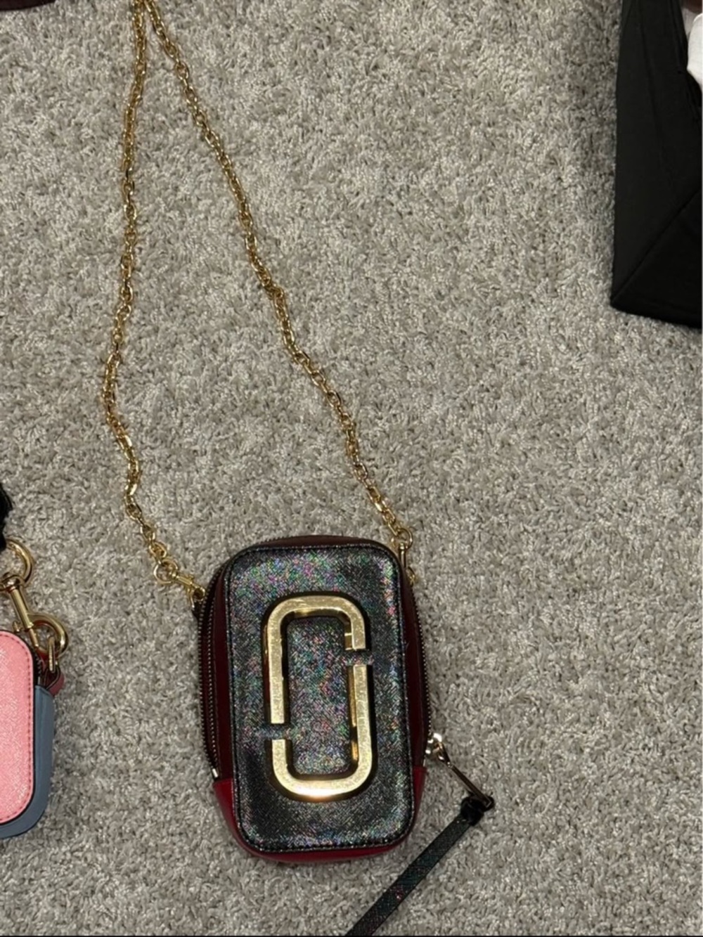 Marc Jacobs Iridescent Multicolor Crossbody with Gold Hardware and Red Accents